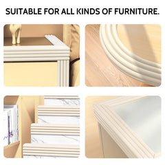 Generic brown edge protector installed on a fireplace edge cushions sharp corners.