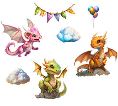 Generic dragon wall stickers for girls room add playful fantasy and quick decor