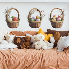 Generic Easter wall stickers featuring Easter basket design for kids rooms, removable.