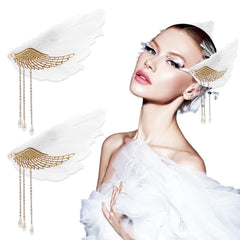 Generic feather hair clip with swan design and angel wings, ideal for bridal styling