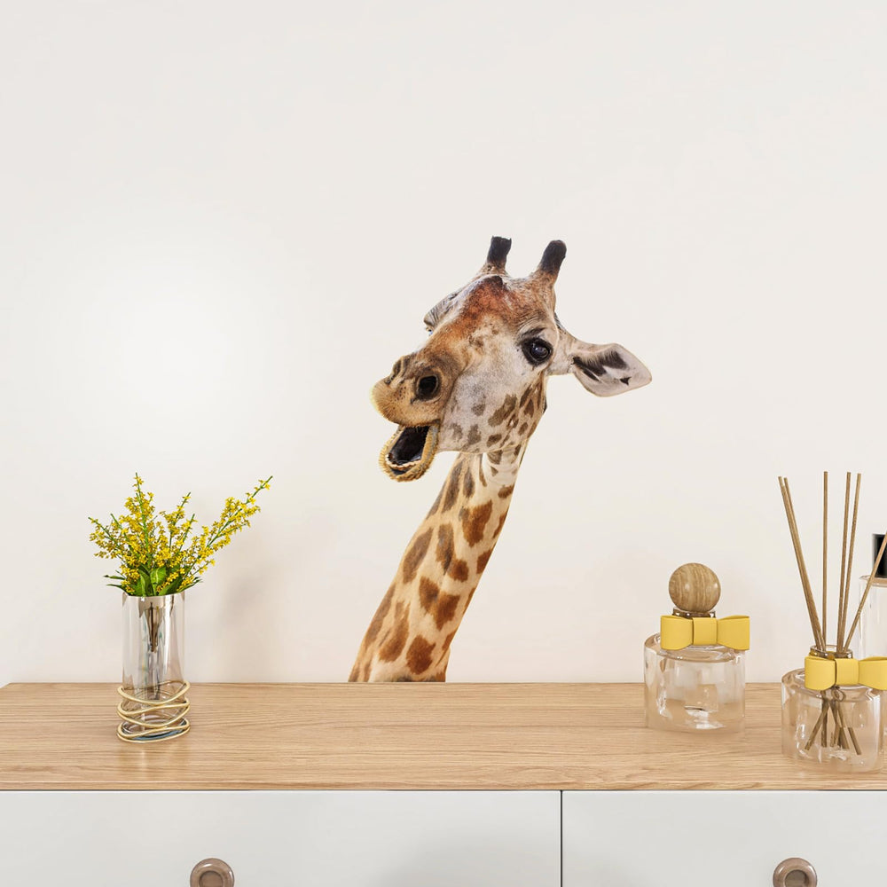 Generic giraffe wall decal closeup of colors showing vibrant, kid-friendly decor
