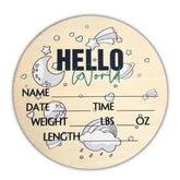 Generic Hello World Newborn Sign displays baby's name and birth details for hospital display.