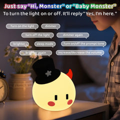 Generic Monster Night Light charging via USB-C for easy, long-lasting illumination.
