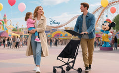 Generic Stroller in red color is easy to maneuver on outings