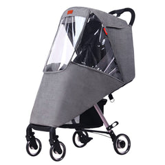 Generic universal stroller rain cover front view with clear window for easy baby visibility.