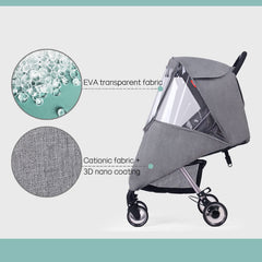 Generic universal stroller rain cover transparent window highlighting baby visibility during outings.