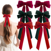 Generic Velvet Bows Clip Red front view highlighting soft velvet and secure hold