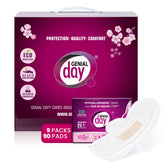 GENIAL DAY hypoallergenic regular flow pad with ultra-thin wings for discreet daily protection.