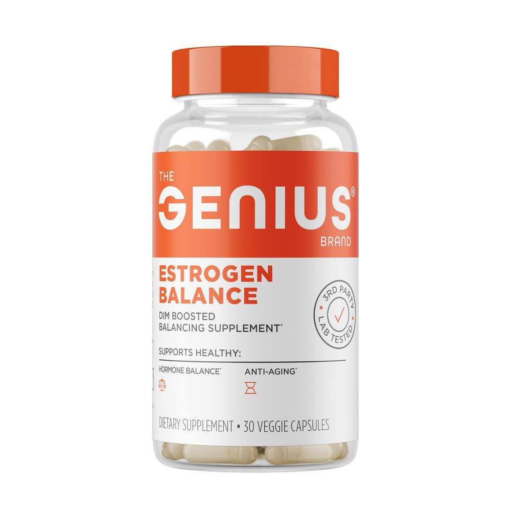 Genius Estrogen Balance bottle pour for easy daily hormone support