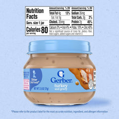 Gerber 2nd Foods turkey-gravy jar; protein-rich baby meal