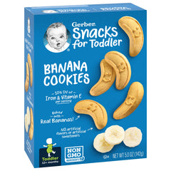 Gerber banana cookies serving size shown in flat layout