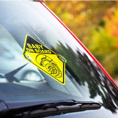 GetDigital yellow safety sign with two suction cups for quick mounting.
