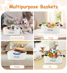 Geyecete dog toy storage basket with open compartment for easy access