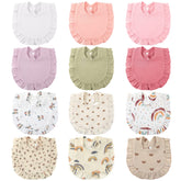 Geyoga muslin baby bibs show soft absorbency for drool and mess protection.