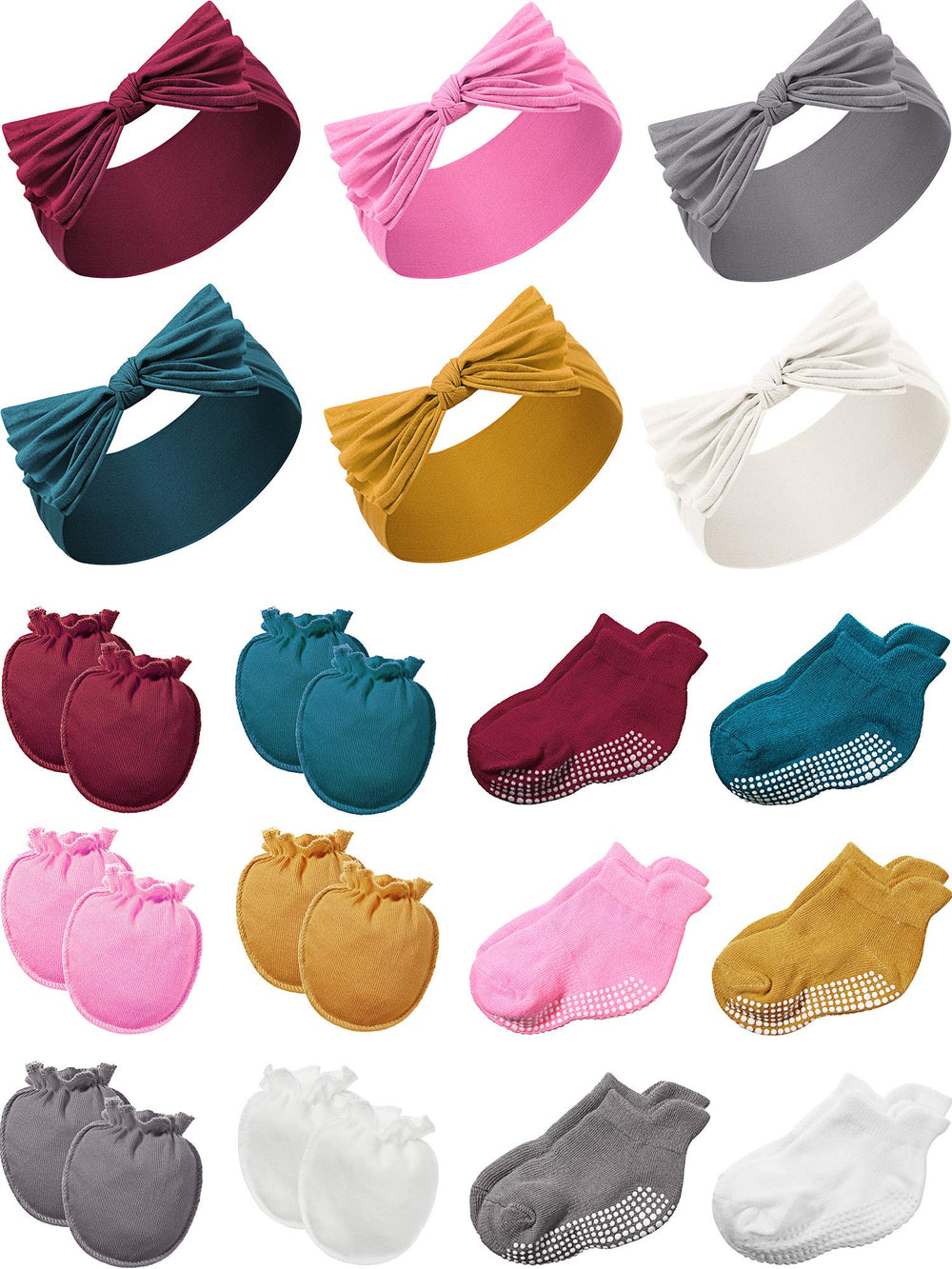 Geyoga baby headband with bow in wine red for comfortable styling and gentle fit