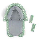 GFU baby head support close-up with plush comfort for newborn travel