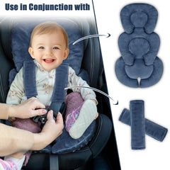 GFU infant car seat insert reversible side offers plush or breathable fabric.
