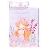 GFU toddler nap mat folded with purple mermaid design for travel