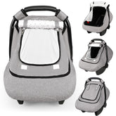 GFU Winter Baby Car Seat Cover with waterproof exterior protects against rain during stroller trips.