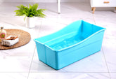G Ganen foldable bathtub blue side view emphasizes compact design