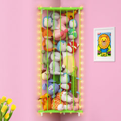 GGUO corner stuffed animal storage net with light display for tidy, decorative storage