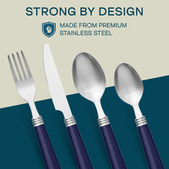 Gibson Sensations flatware on blue table setting for versatile meals