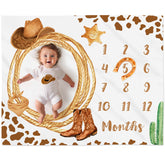 Gicoherero Cowboy Milestone Blanket month-1 scene showing soft texture for first-month photos