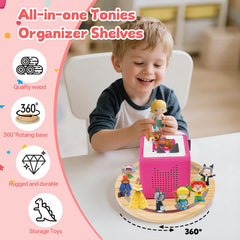 Gieanoo Tonies shelf shows charging cutout to tidy cables.