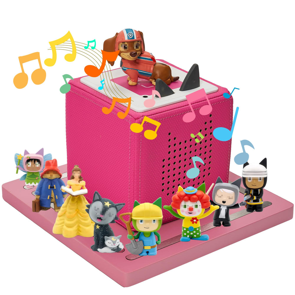 Gieanoo Tonies shelf in pink showing magnetic squares for tidy figure storage