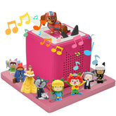 Gieanoo Tonies shelf in pink showing magnetic squares for tidy figure storage