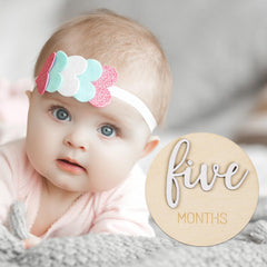 Giftacity milestone month 6 disc, durable premium wood for long-term keepsakes.