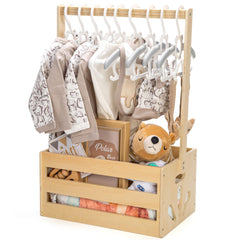 GiftAmaz wooden baby shower crate with handle offers stylish gift presentation for new parents