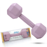 Giftty baby dumbbell pink closeup showing safe silicone texture for teething.