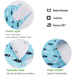 Giftty teething bib back view highlighting adjustable snaps for easy wear.