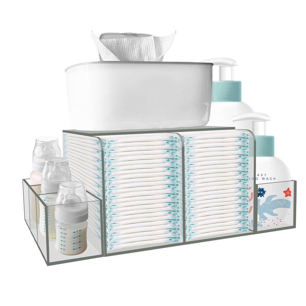 GILPWA diaper caddy with clear acrylic material for durable organization.