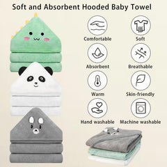 GINUMWA hooded towel white panda pattern, keeps baby warm after bath