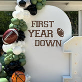 GIOGUK First Year Down football decal, 29x21 inch wall backdrop for quick party setup.