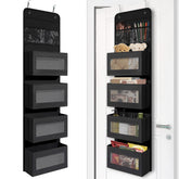 Giraffe Creation over door organizer with four pockets for quick bottle access.