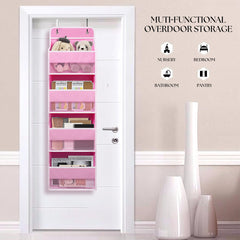 Giraffe Creation over door organizer shows contents through clear windows at a glance