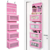 Giraffe Creation over door organizer with four pockets provides quick content visibility.