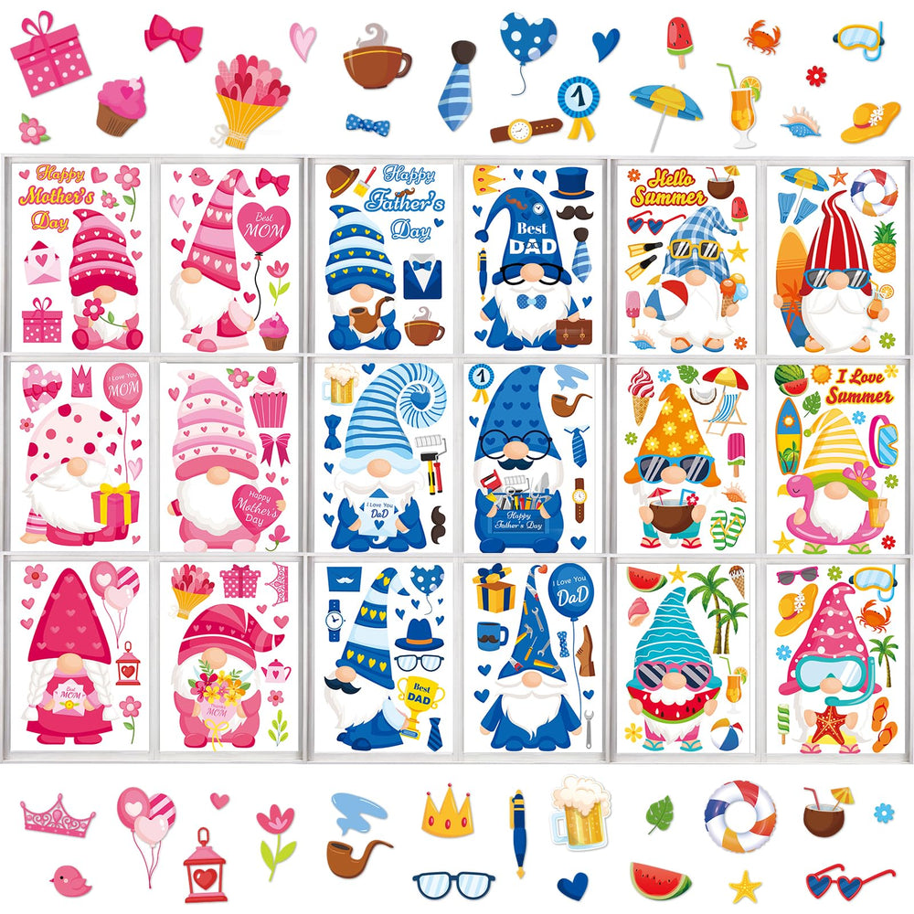 gisgfim Mother's Day gnome window clings brighten windows for festive celebrations.