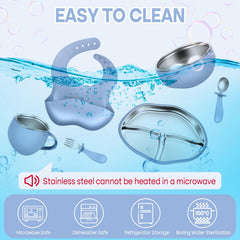 Gksuu 9-inch divided plate keeps foods organized during self-feeding