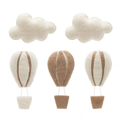 Glaciart One hot air balloon wall decor creates a playful focal point in the nursery.