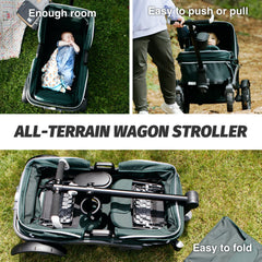 Gladly Family Anthem4 wagon with removable XL canopies for sun and rain protection.