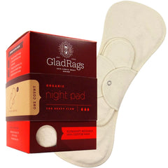 GladRags natural night pad provides heavy-flow coverage for overnight comfort.