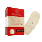 Gladrags natural undyed cotton panty liner close-up—breathable everyday protection.