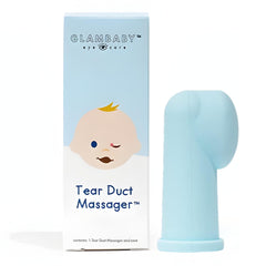 GlamBaby Eye Care Tear Duct Massager in use showing gentle inner corner massage for kids