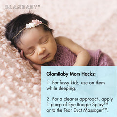 GlamBaby Massager used with Eye Boogies spray for cleansing when needed