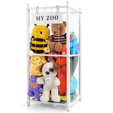 GLDZI stuffed animal storage vertical rack in white, space-saving solution for playrooms