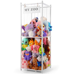 GLDZI stuffed animal storage zoo vertical wooden tower keeps plush toys organized and visible.